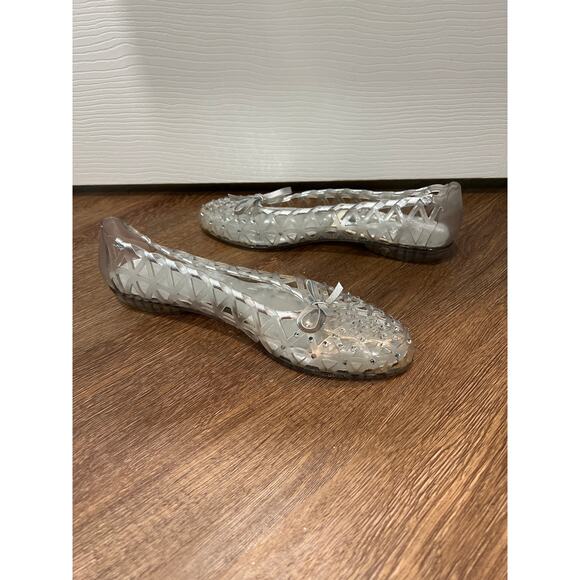 Stuart Weitzman Jellystone jelly ballet flats with clear rhinestones Women's 9 - Picture 6 of 11